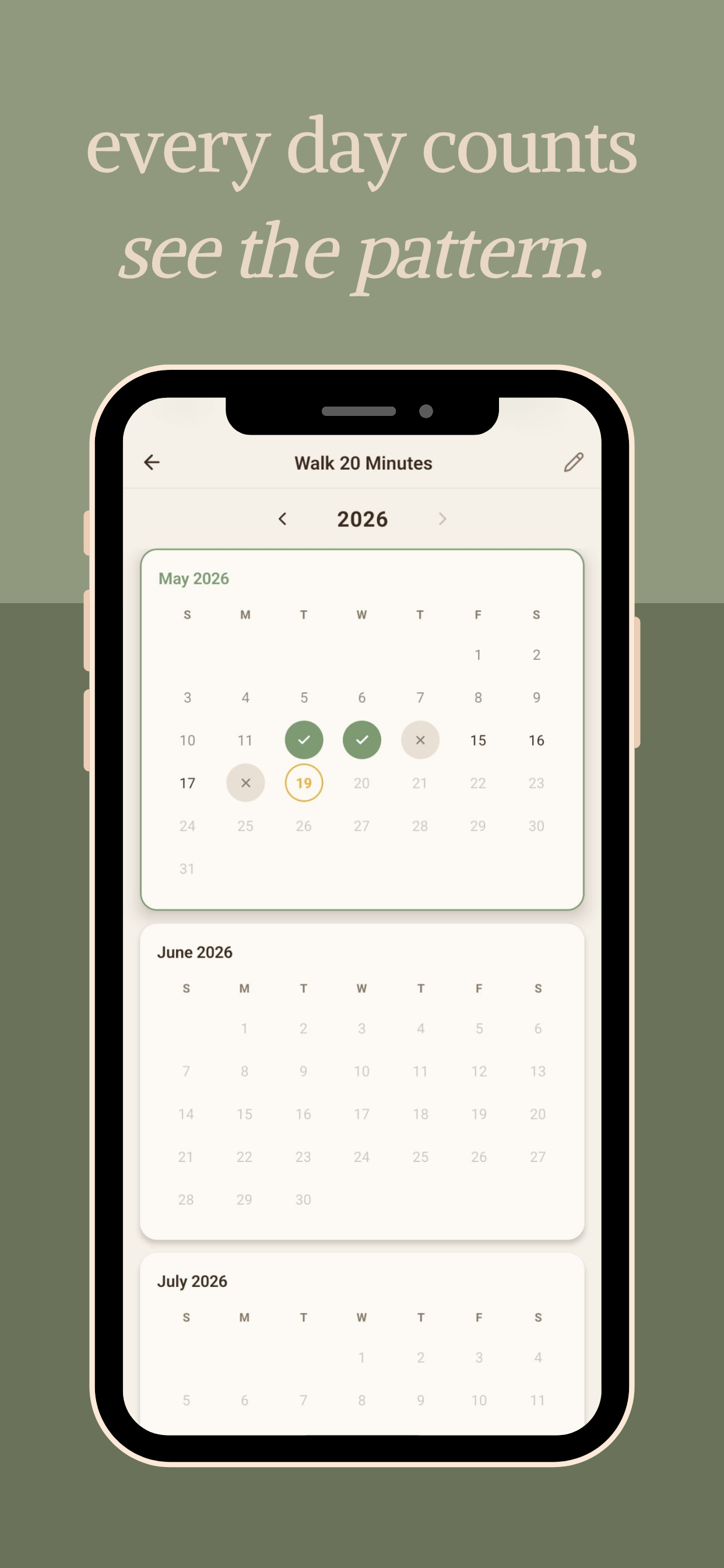 Habit calendar preview